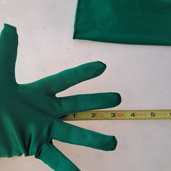 Green Satin Finish Opera Gloves 22" Halloween Costume Elegant Formal Stretch - Picture 7 of 9